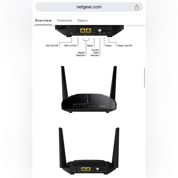 AC 1200 WiFi Cable Modem Router - 802.11 ac Dual Band Gigabit - Up to 340 Mbps - Picture 7 of 16